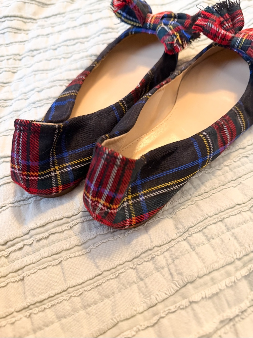 J.Crew Lottie Pointed Toe Flats | Tartan Plaid Frayed Bow | NWOT | Size 9 - Picture 8 of 13
